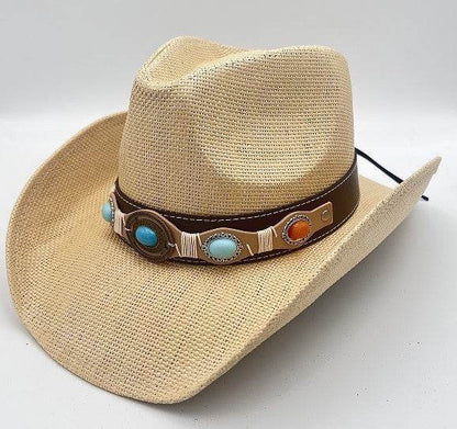 Summer Outdoor Ethnic Style Felt and Straw Cowboy Hat