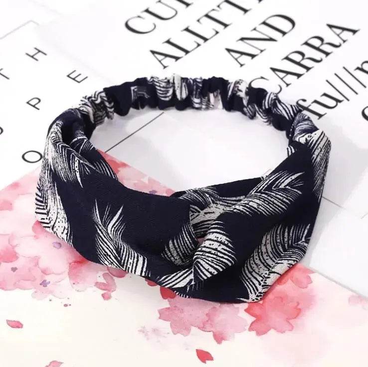 Bandeau croisé à nœud pour femme style rétro, imprimé floral