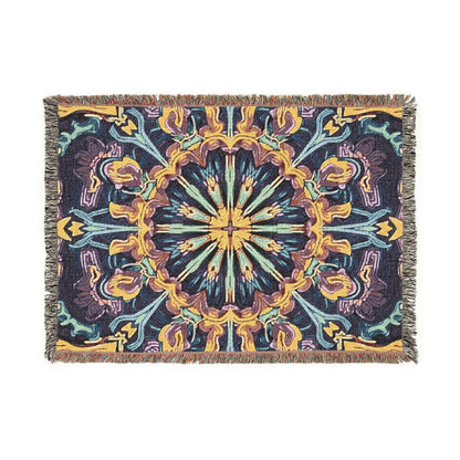 Bohemian Mosaic Woven Blanket — Vintage Tile Medallion Throw