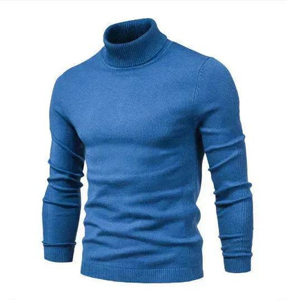 Men's Plain Slim Pullover Polo Sweatshirt Turtleneck Sweater Winter Casual Tops Men