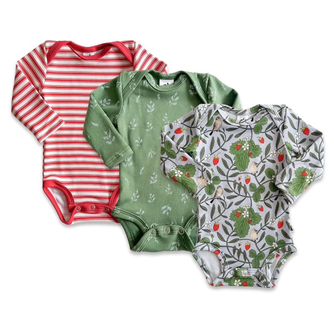 Baby Long-Sleeve Bamboo Onesie | Market Veggies