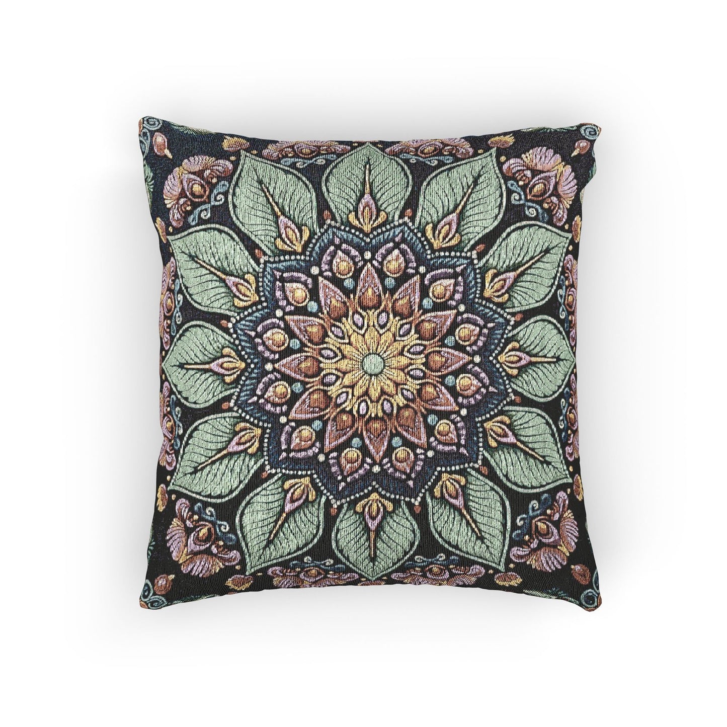 Mandala Floral Mosaic Woven Pillow | Boho Decorative Cushion Cover