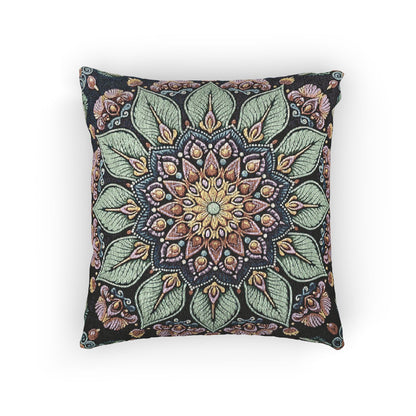 Mandala Floral Mosaic Woven Pillow | Boho Decorative Cushion Cover