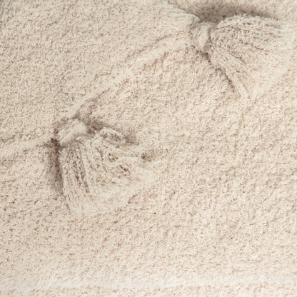 Blushing Beige Solid Double Layer with Tassels Print Extended Throw