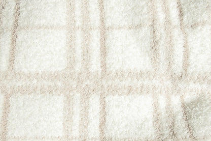 Blushing Beige & White Plaid Print Extended Throw
