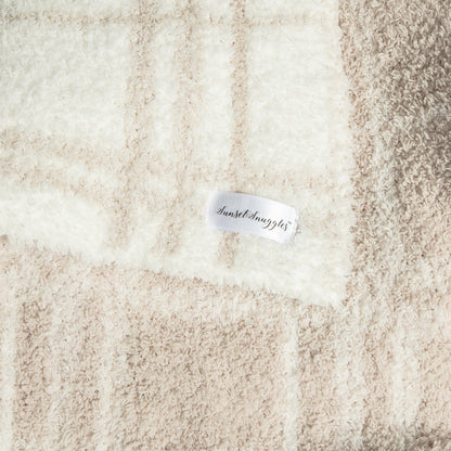 Blushing Beige & White Plaid Print Extended Throw