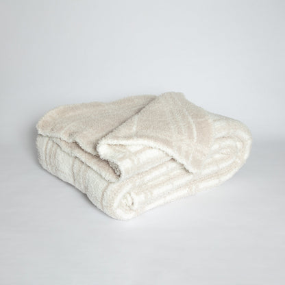 Blushing Beige & White Plaid Print Extended Throw