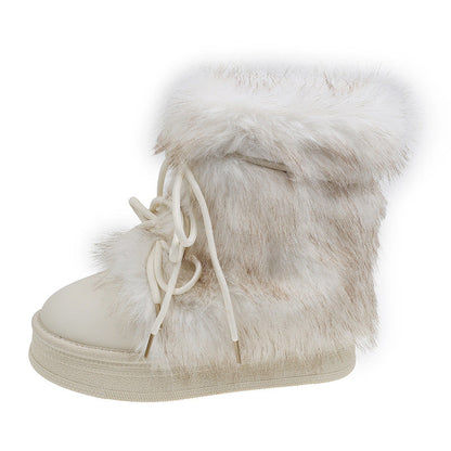 Women’s Fleece-Lined Snow Boots – Warm Height-Increasing Winter Boots with Thick Sole