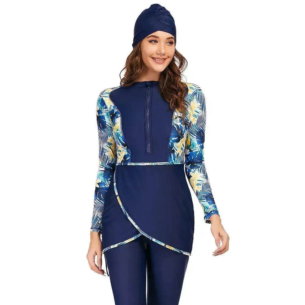 ArabSwimsuit Long-sleeved Trousers Three-piece Set Conservative Sun Protection With Chest Pad