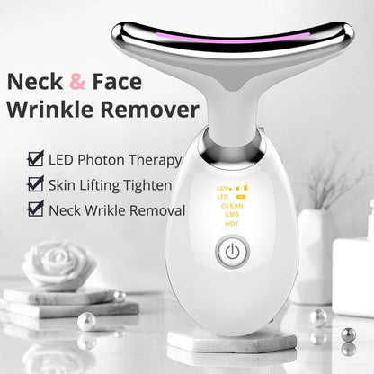 LED neck beauty device - Photon Therapy Neck Beauty Anti Wrinkle Machine EMS Tighten Massager