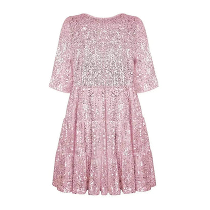 Elegant ladies Sequined Short Mini Skater Dress
