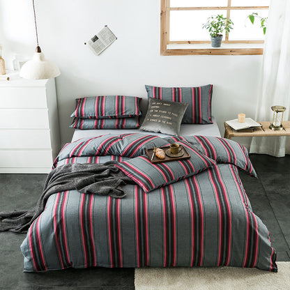 100% Cotton Geometric Bedding Set – Quilted Reactive Print Sheet & Duvet Cover Set