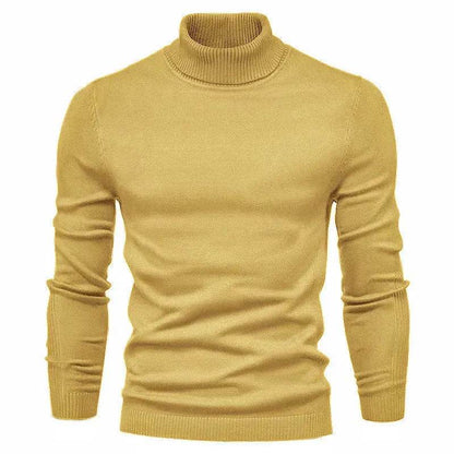 Men's Plain Slim Pullover Polo Sweatshirt Turtleneck Sweater Winter Casual Tops Men