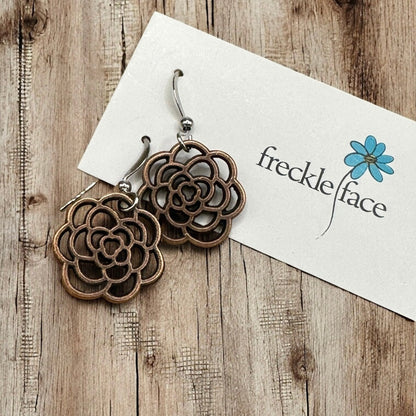 Boucles d'oreilles fleur rose