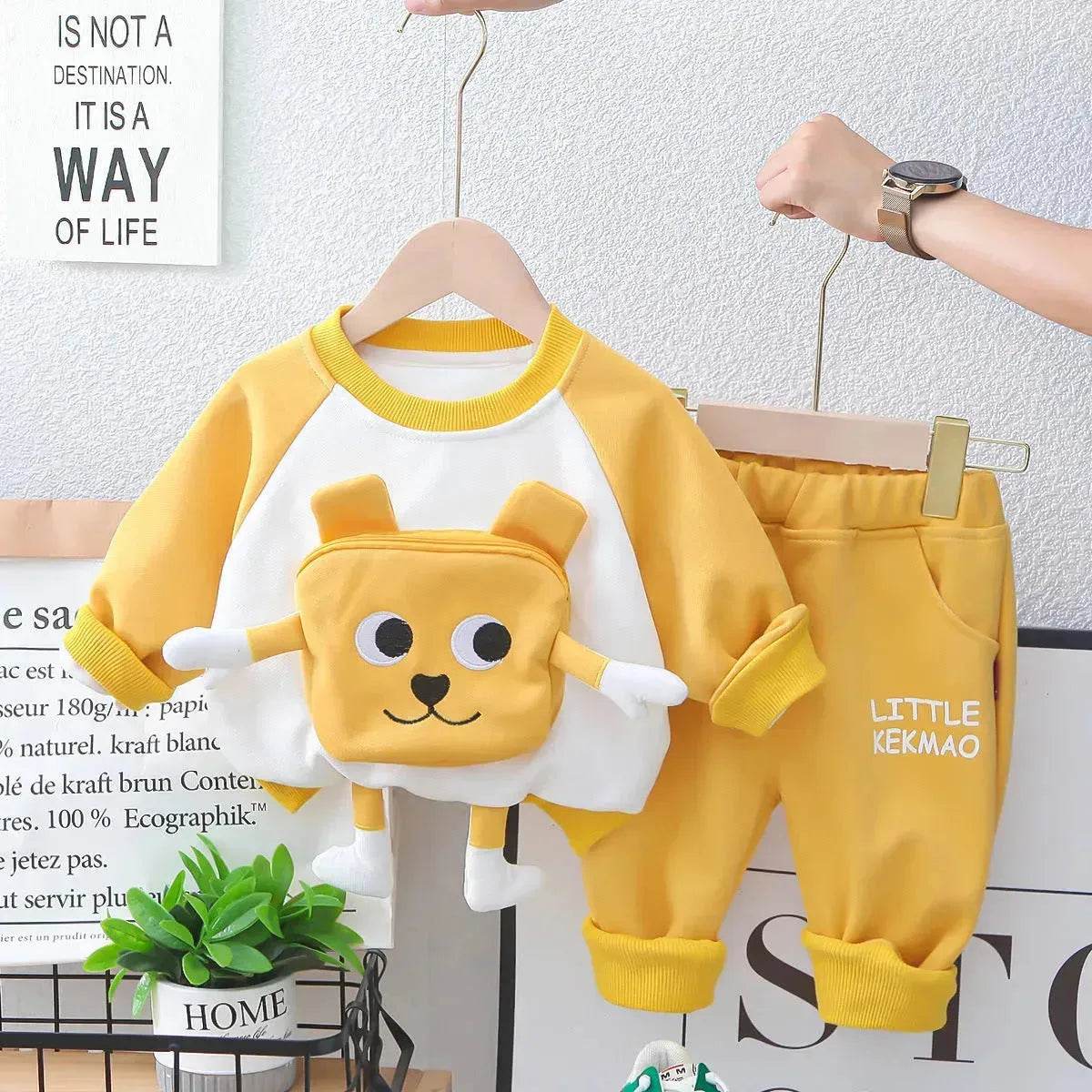 Neutral Cartoon  Autumn Clothes Suit Western Style Neutral  two piece for kids