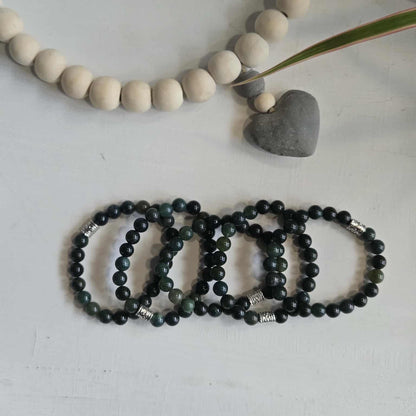 Moss Agate Gemstone Bead Bracelet | The Stone of Renewal