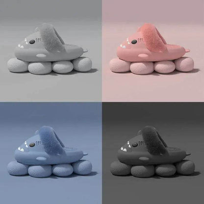 Winter Shark Slippers Detachable Warm Fuzzy Slippers Bedroom House Shoes Women
