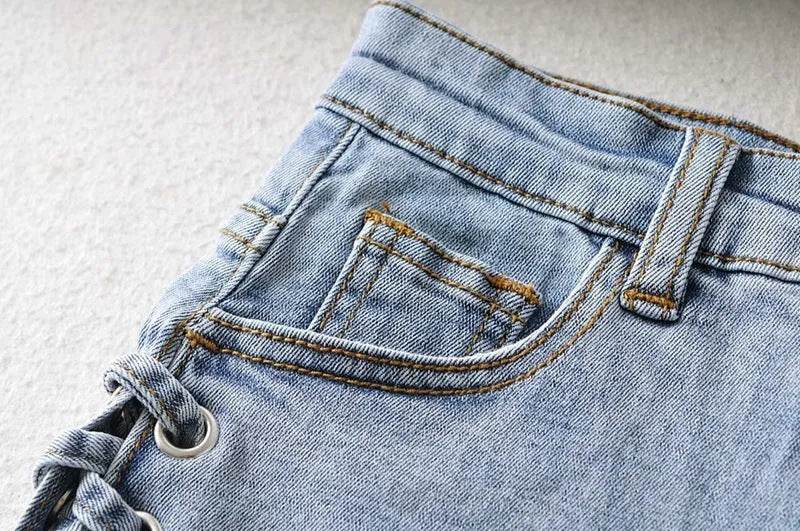 Short en jean pour femme, tendance et personnalisé, avec nœud