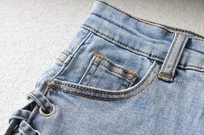 Short en jean pour femme, tendance et personnalisé, avec nœud