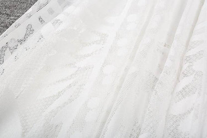 Spring Summer Women's Lace  Flowy Midi Skirt