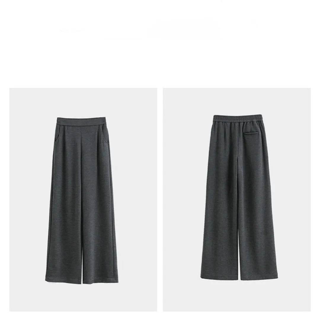 Pantalon décontracté à taille haute, jambe large et coupe droite pour femme