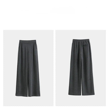Pantalon décontracté à taille haute, jambe large et coupe droite pour femme