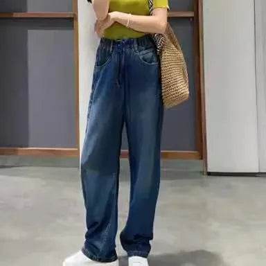 High Waist Elastic Baggy Jeans Pant For Women