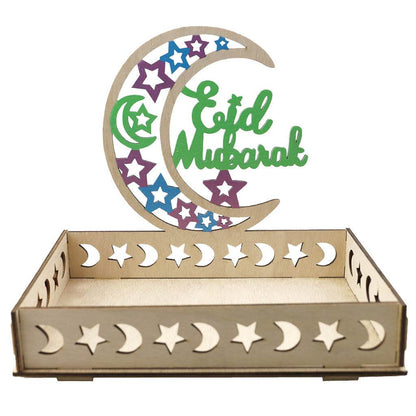 Wooden Ornament Eid Al Fitr Table Decoration coffee Tray