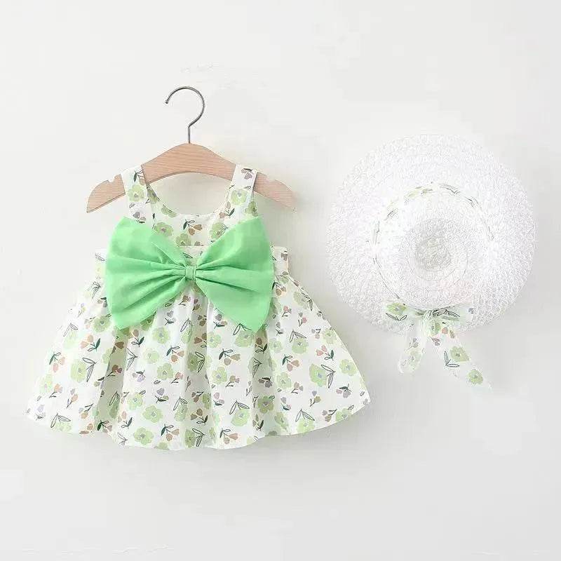 Casual Newborn Baby girl Printed Bow Princess Dress