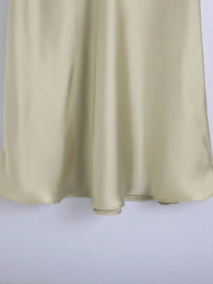 High Waisted Midi Silk Satin Skirt
