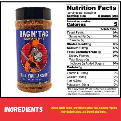 Grill Your Ass Off - Bag N' Tag Wild Game Seasoning