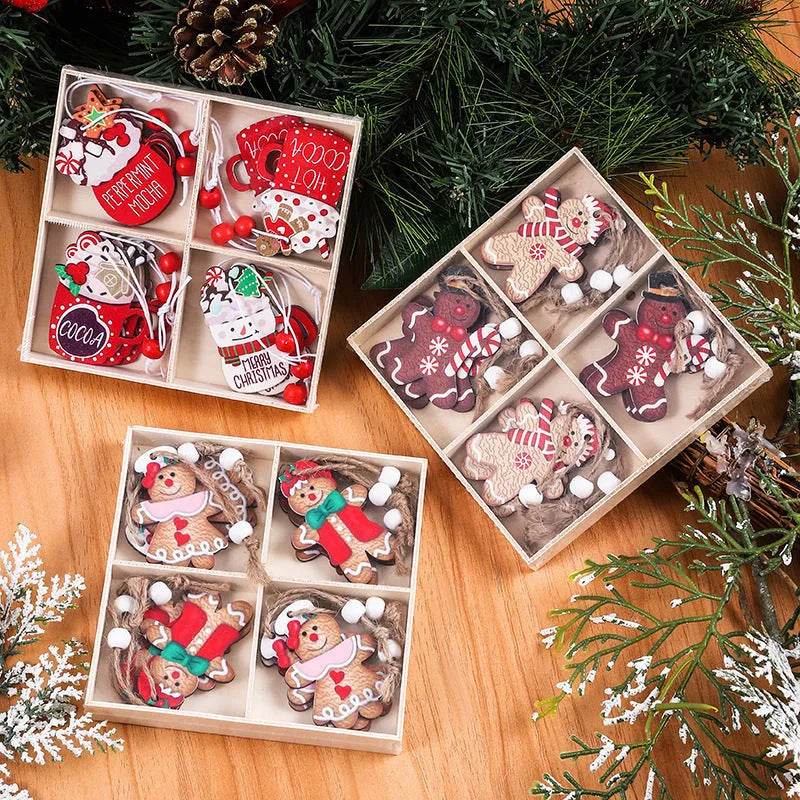 Wooden Gingerbread Man Christmas Decorations Box Pendant