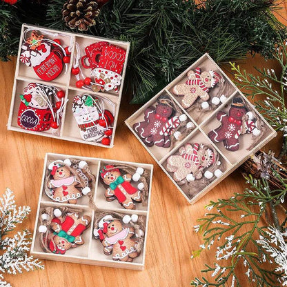 Wooden Gingerbread Man Christmas Decorations Box Pendant