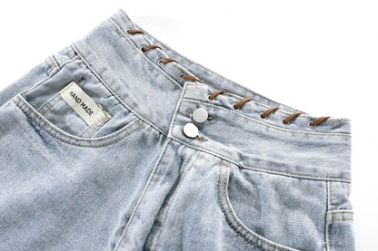 High Waisted Wide Leg Denim Shorts For Women