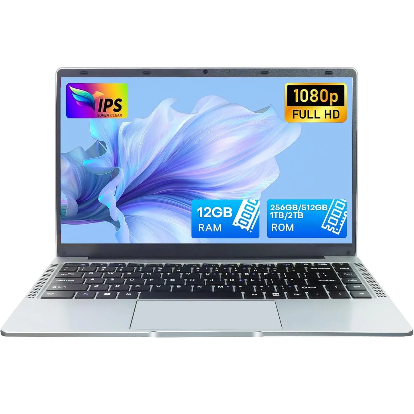 Erilles Laptop Computer Windows 11 Pro Intel Atom A3950 2025 Notebook PC 12GB RAM 512GB 1TB 2TB SSD 1080P Office Study Computer