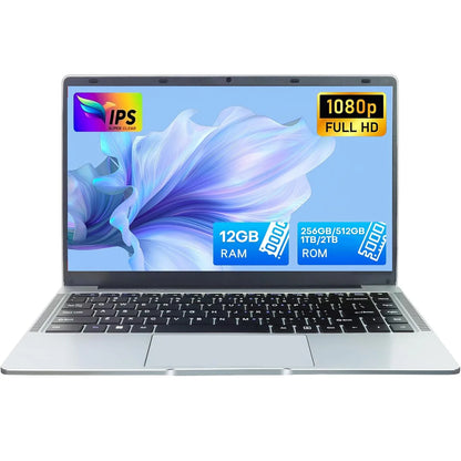 Erilles Laptop Computer Windows 11 Pro Intel Atom A3950 2025 Notebook PC 12GB RAM 512GB 1TB 2TB SSD 1080P Office Study Computer