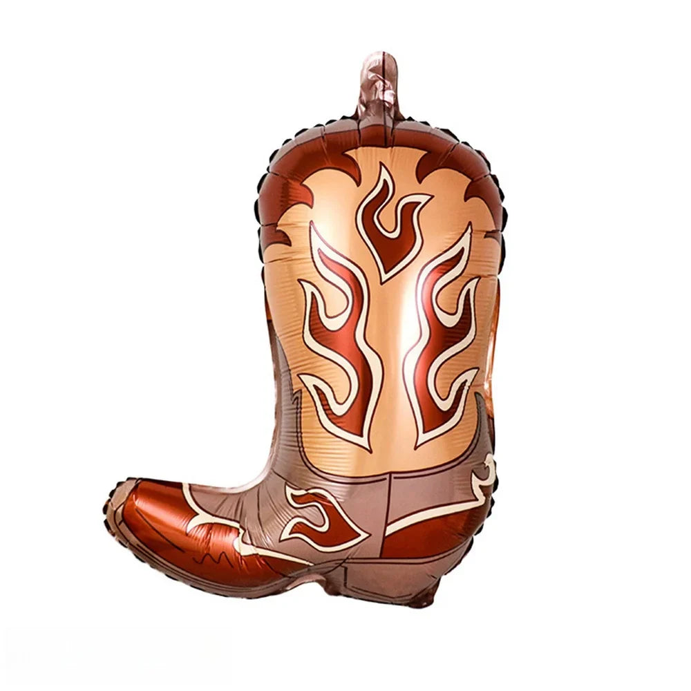 7 Pieces Western Cowboy Horse Aluminum Balloon Set with Simulated Cowboy Hat, Horse and Boots for Birthday Party Decoration.