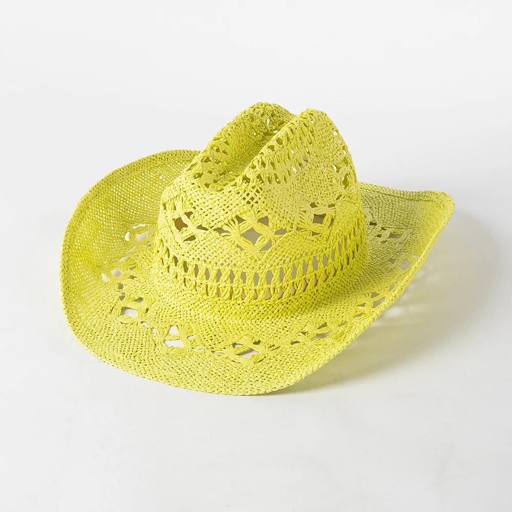 Cowboy hat summer straw hat unisex cowboy hat jazz cowboy straw hat wide brim hat spray paint custom hat party cowboy hat