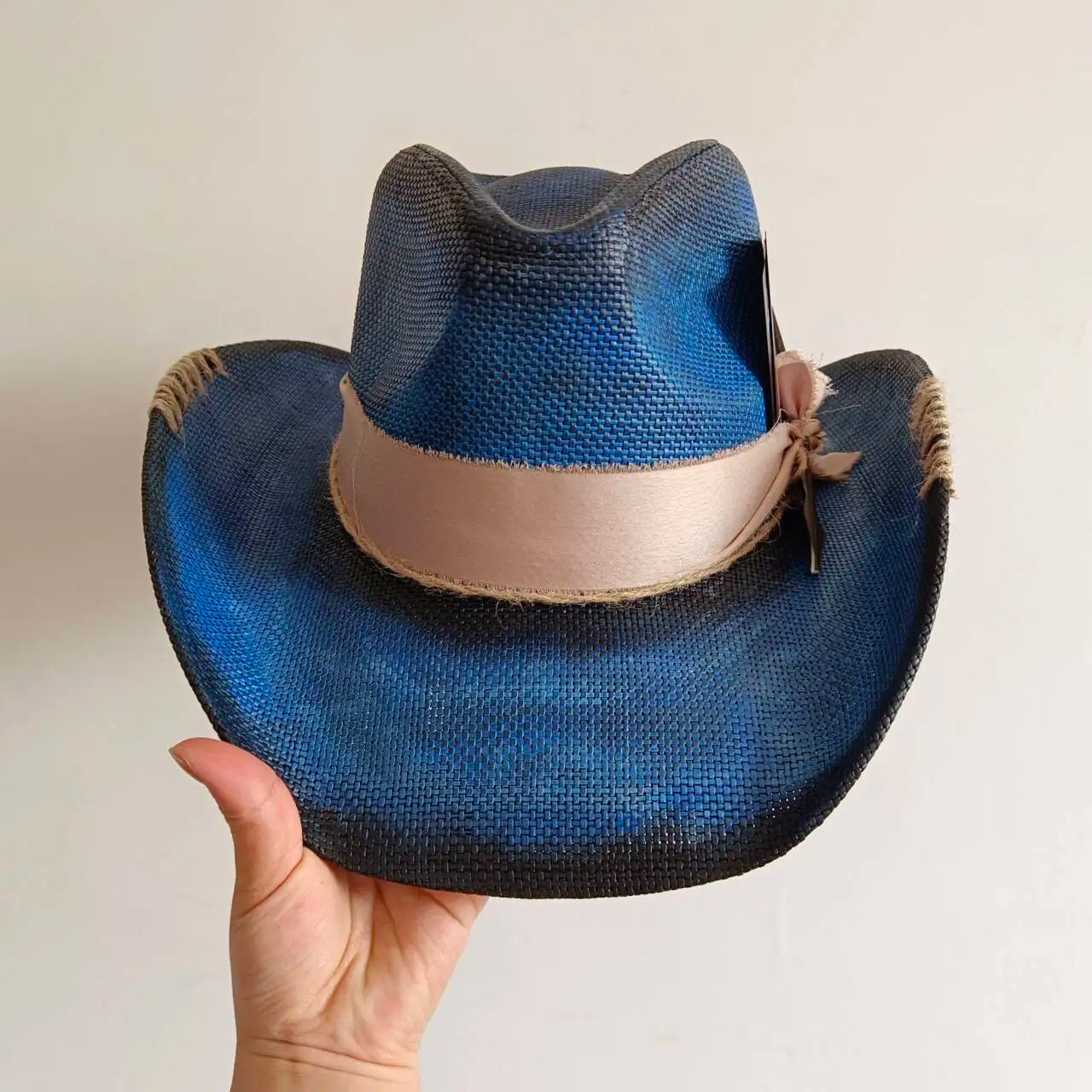 Cowboy hat summer straw hat unisex cowboy hat jazz cowboy straw hat wide brim hat spray paint custom hat party cowboy hat