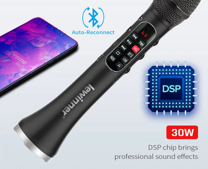 Lewinner L-1098 karaoke Microphone 30W Professional Wireless Bluetooth Mic Handheld Portable Speaker support mobile phone live