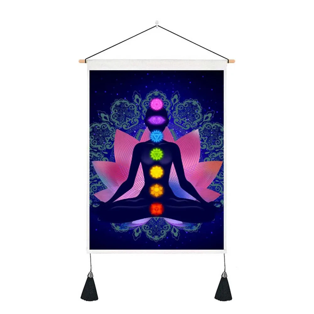 Seven Chakra Tapestry Yoga Meditation Wall Tapestry Boho Mandala Tapestry Hippie Wall Hanging for Home Decor 13.8 x 19.7 Inches