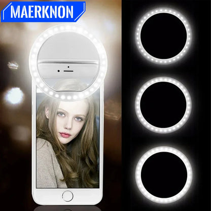 Lampe LED portable avec chargeur USB pour objectif de téléphone, anneau lumineux pour Selfie, diffusion en direct, vidéo, lumière d'appoint pour tous les smartphones