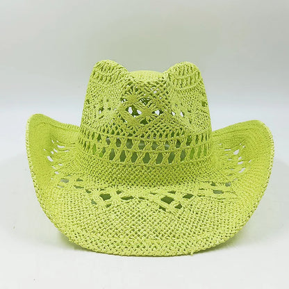 Hand-painted Western Cowboy hat Bronze green hat for men women Large Brim stiff straw hat summer sombrero vaquero hombreковбойс