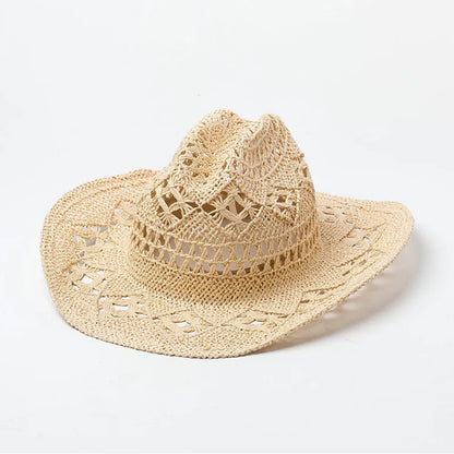 Cowboy hat summer straw hat unisex cowboy hat jazz cowboy straw hat wide brim hat spray paint custom hat party cowboy hat
