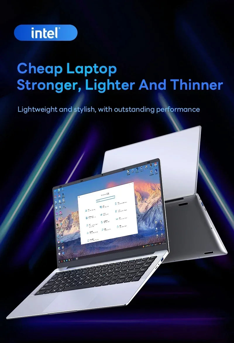 FUCHU Portable Office Laptop 14.1" 12GB RAM Intel ATOM X7 A3950 Windows 11 Notebook Learn Recreation Entertainment Laptops