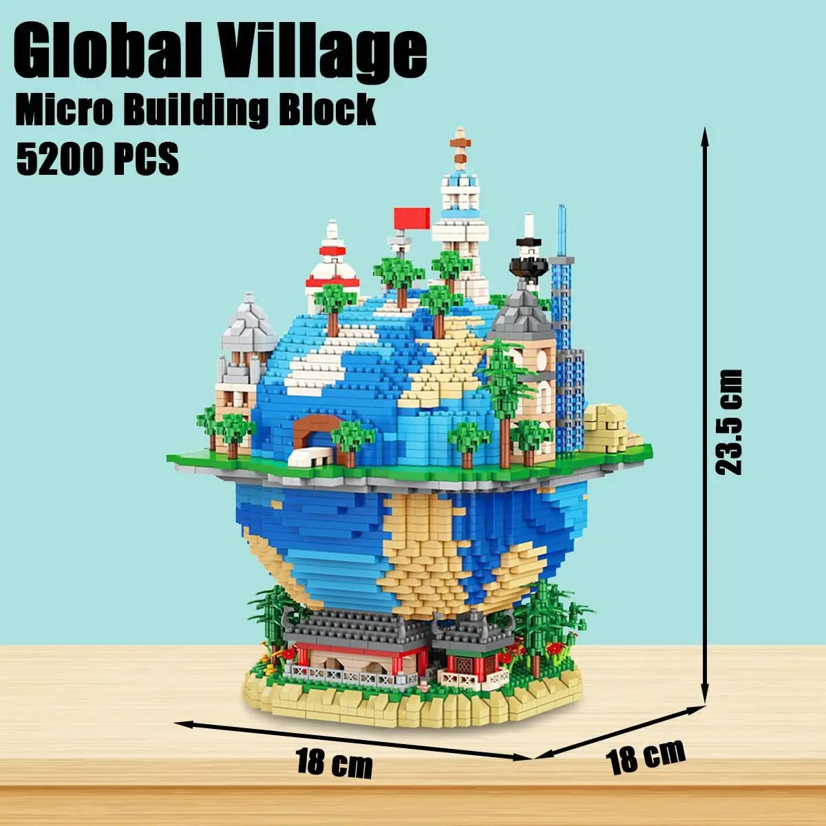 Ensemble de micro blocs de construction Architecture Global Village (6000 pièces), modèle d'architecture cadeau pour adultes et enfants