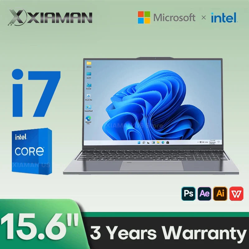 Ordinateur portable 15,6 pouces Intel Core i7 6500U Windows 11 Pro 16 Go DDR4 512 Go 1 To SSD PC portable Gamer