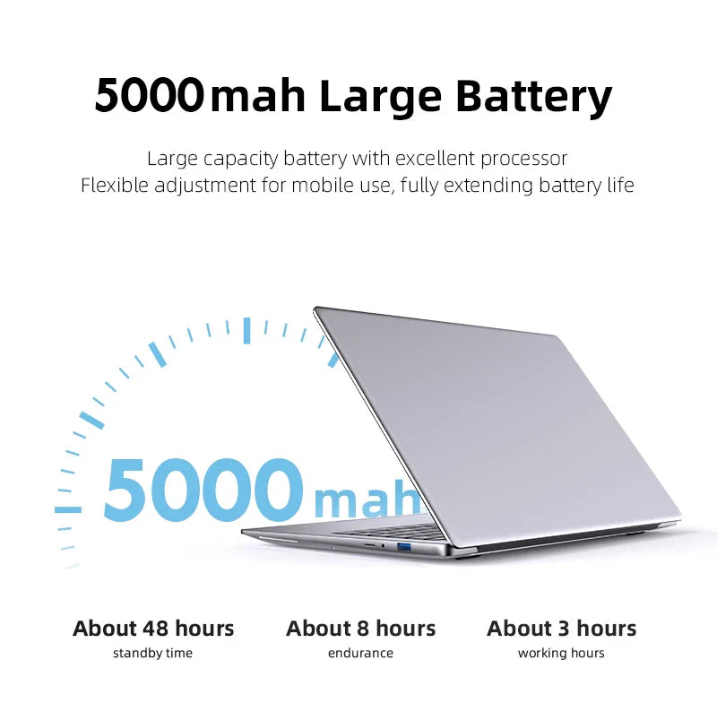 Erilles Laptop Computer Windows 11 Pro Intel Atom A3950 2025 Notebook PC 12GB RAM 512GB 1TB 2TB SSD 1080P Office Study Computer