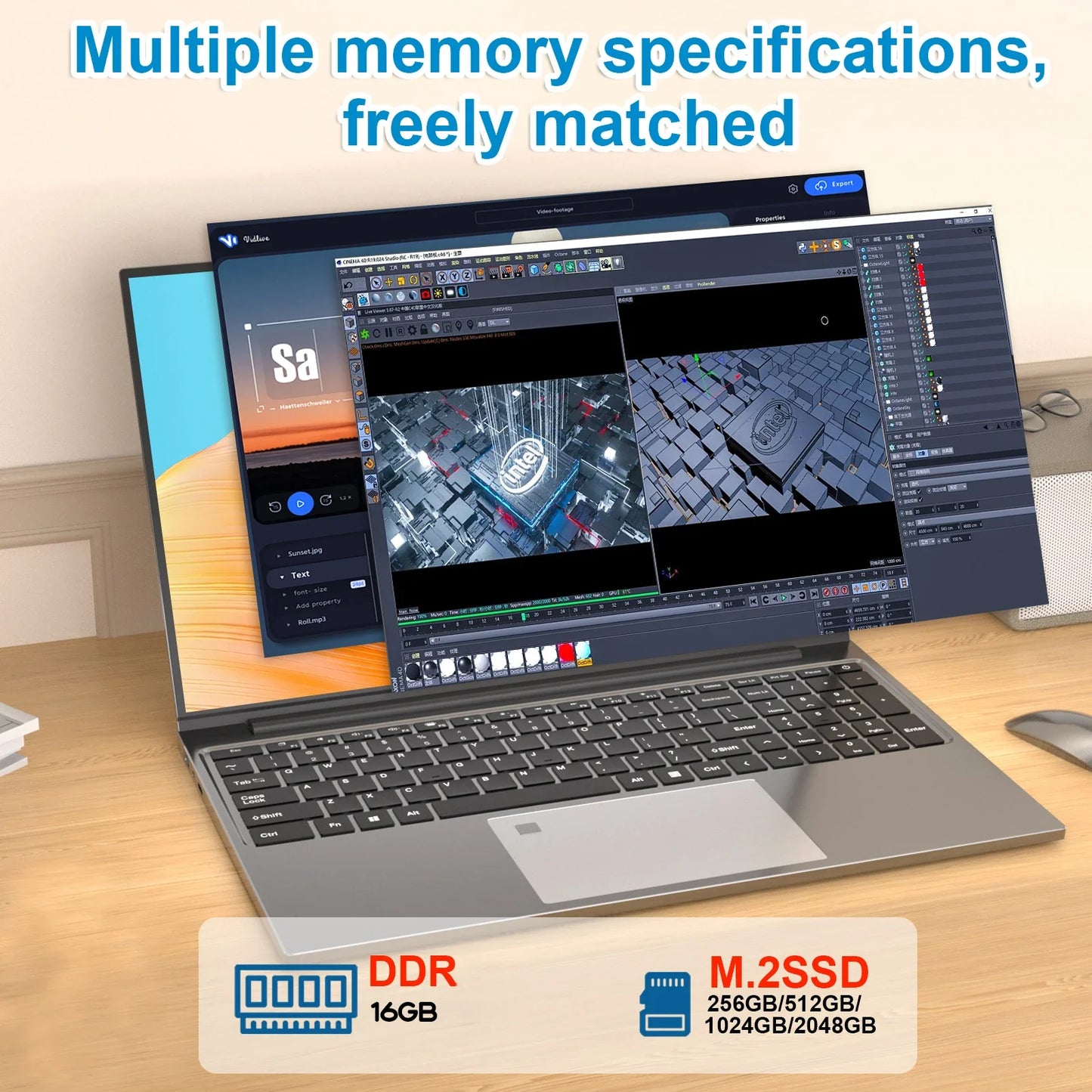 Erilles 15.6 "Intel Core i3 6100U Laptop Computer Windows 11 16GB RAM 512GB 1TB SSD Portable Notebook PC Office Study Laptops