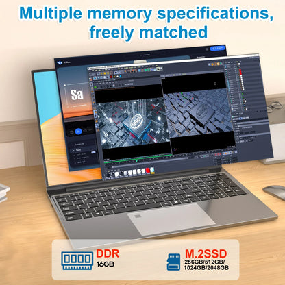 Erilles 15.6 "Intel Core i3 6100U Laptop Computer Windows 11 16GB RAM 512GB 1TB SSD Portable Notebook PC Office Study Laptops